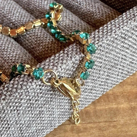 Blue Zircon Colored CZ 18K Gold Stainless Steel Tennis Bracelet December Stone - Picture 4 of 4